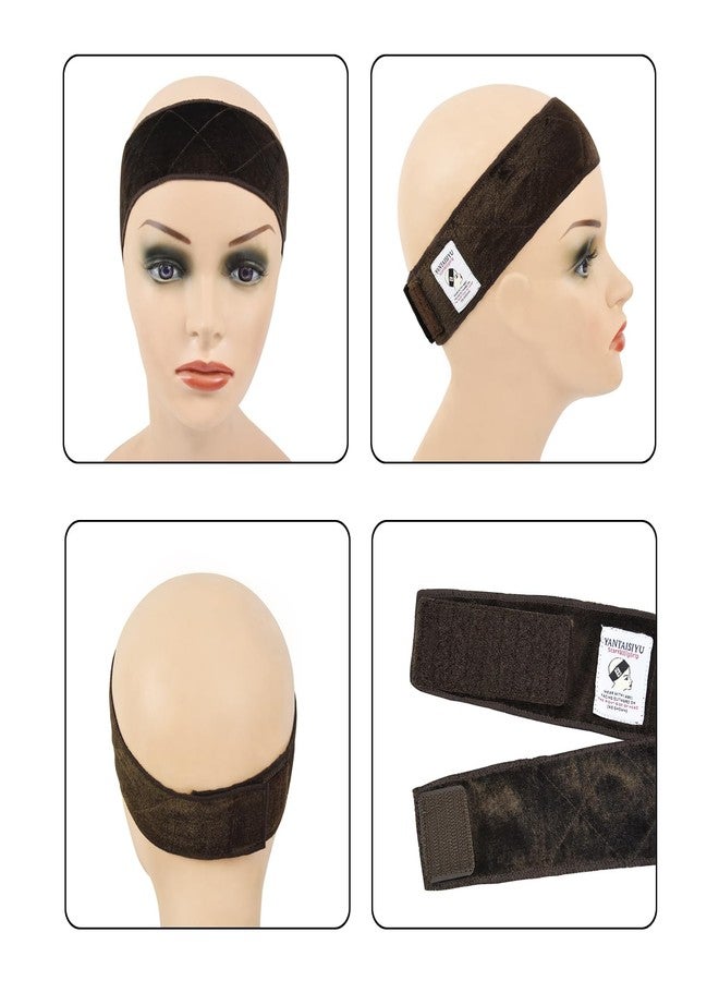 ياتشيو YANTAISIYU قطعة واحدة من ربطة الشعر المستعار، وشاح مانع للانزلاق، ربطة شعر مستعار قابلة للتعديل للنساء (بني داكن) - Image 3